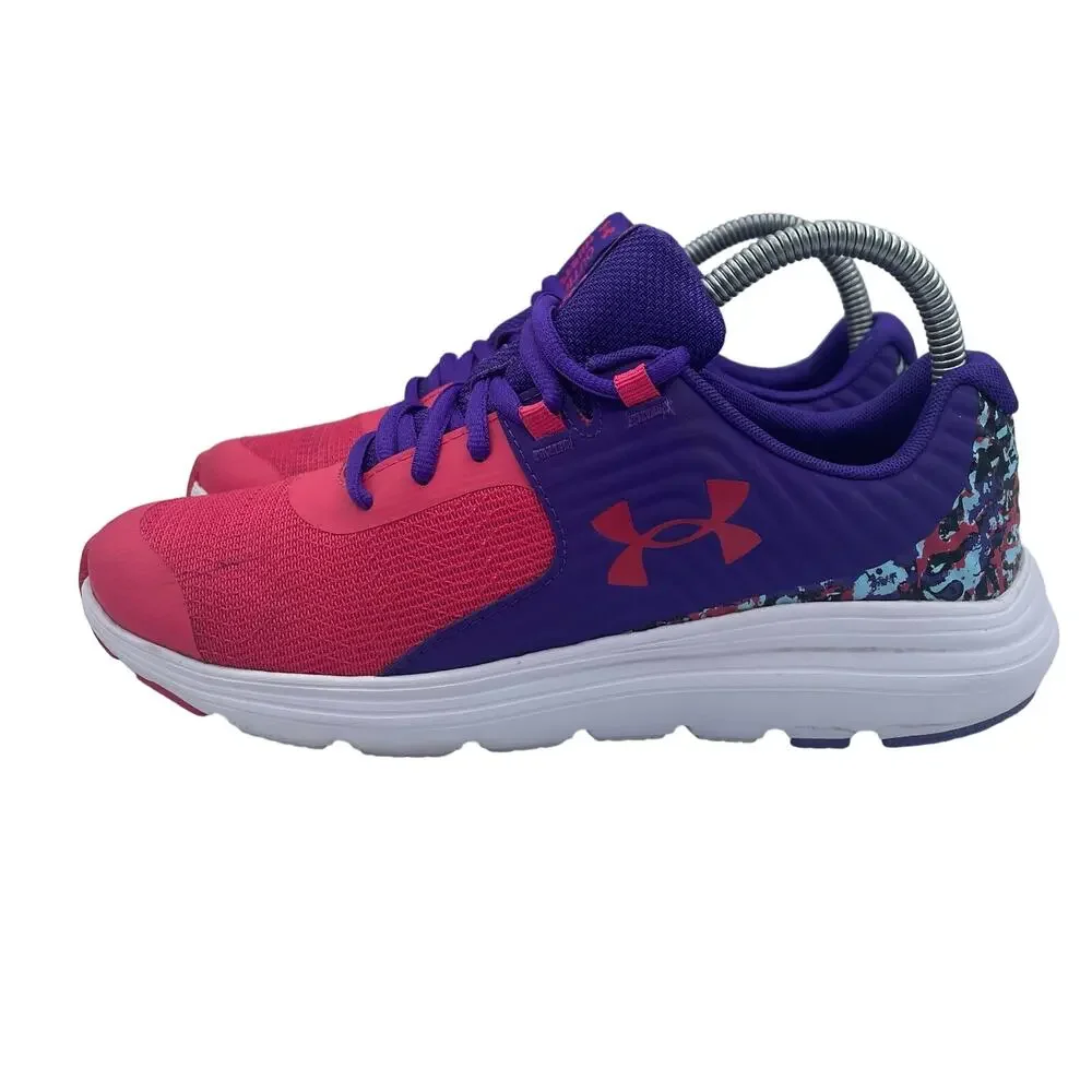 UA Under Armour Grade School Outhustle Running Shoes Blue Pink Youth Kids 7